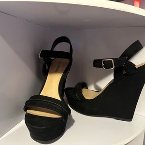 Call It Spring Black Suede Wedges